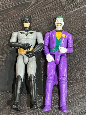 DC Comics 12” Batman and The Joker Action Figures Mattel Used